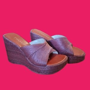 Two Lips - Platform Women's Shoes Sz 8.5 Jute crossover wedge shoes GUC